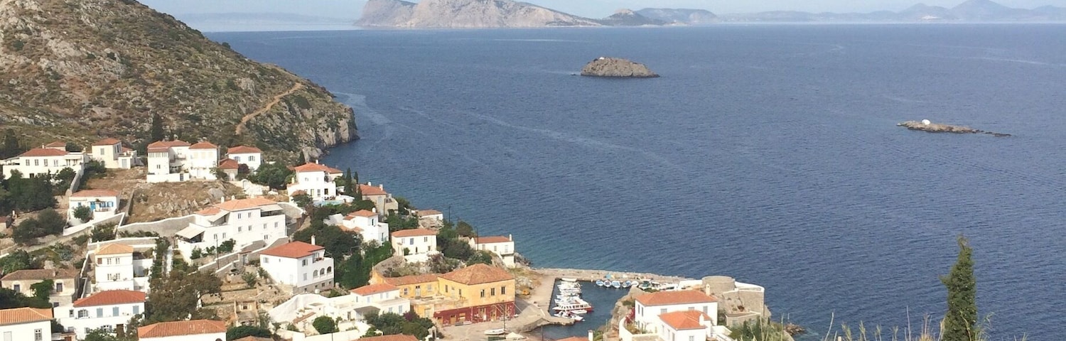 Picture perfect #hydra. Today is Greek Orthodox good Friday and all the island's church bells are ringing throughout the day, ending in an impressive procession of the epiphany, which will be buried in the lake.