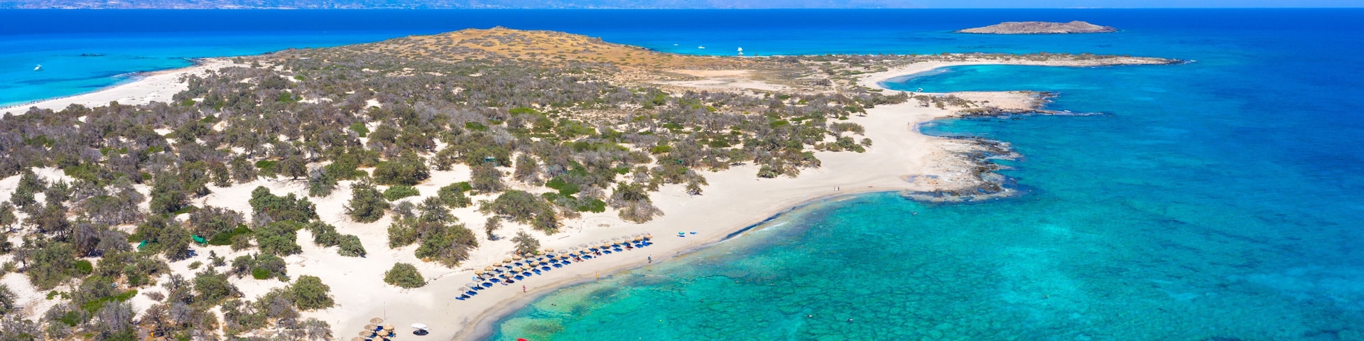 Exotic Chryssi island at the south of Crete, with the amazing Golden Beach, Greece