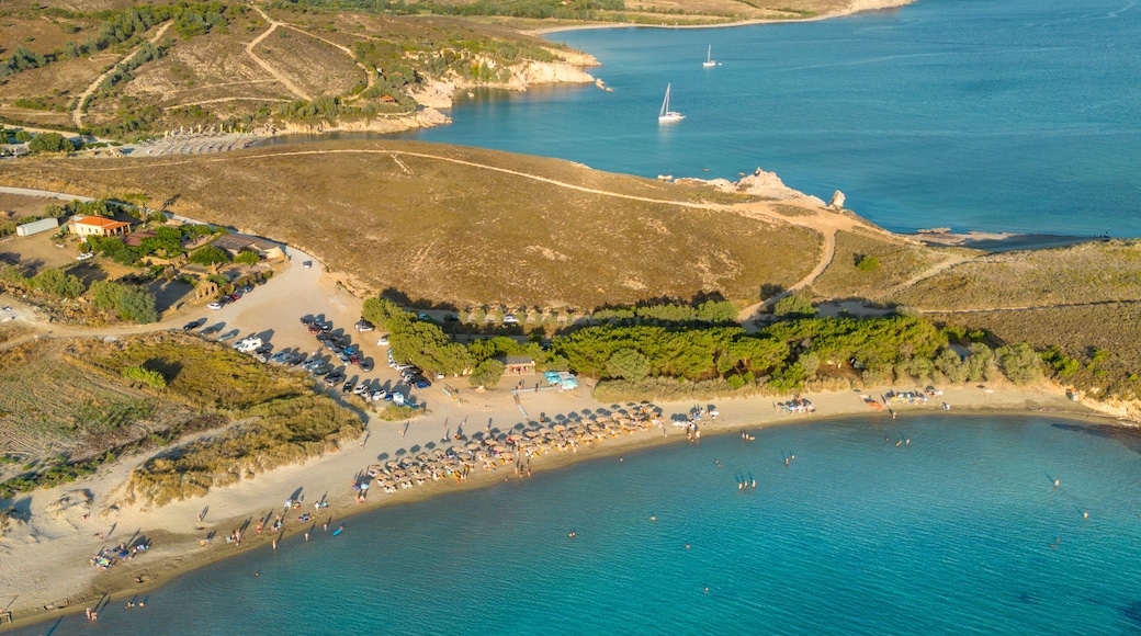Aerial view of Megalo Fanaraki beach on the island of Lemnos