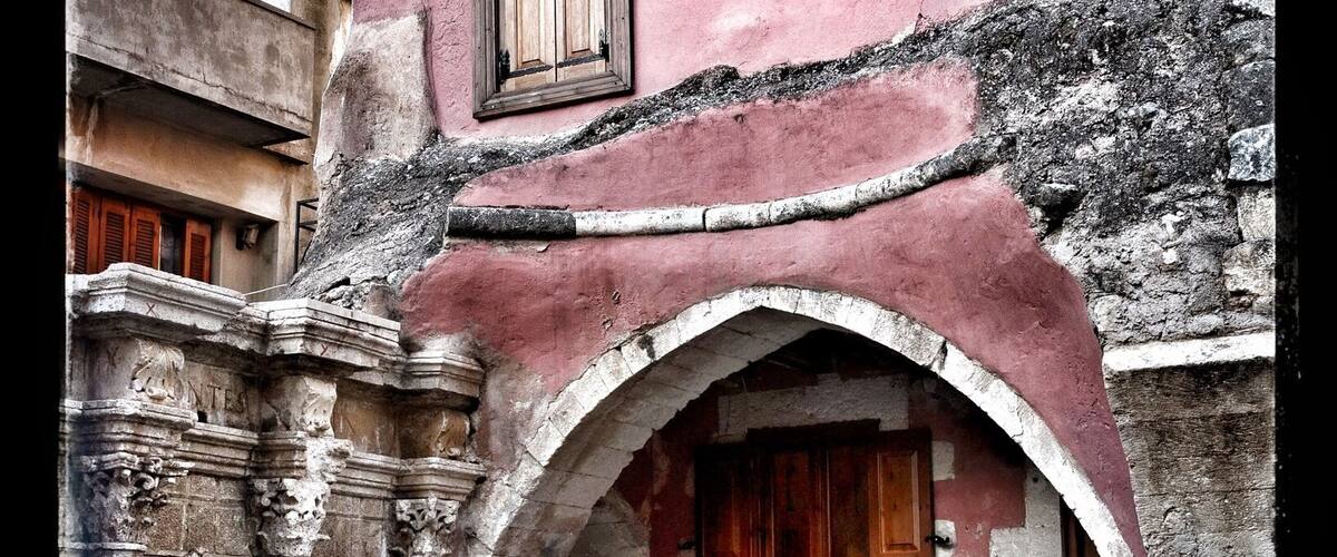 Roman remains amongst the newer buildings in Crete.
