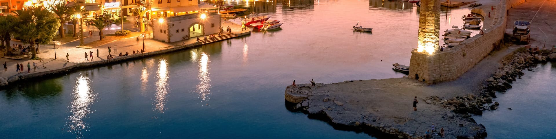Rethymno city at Crete island in Greece. The old venetian harbor.