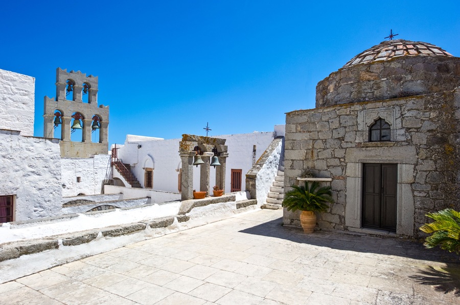 Greece, Dodecanese,Patmos, the Agios Joannis Theologos Monastery; Shutterstock ID 514187317