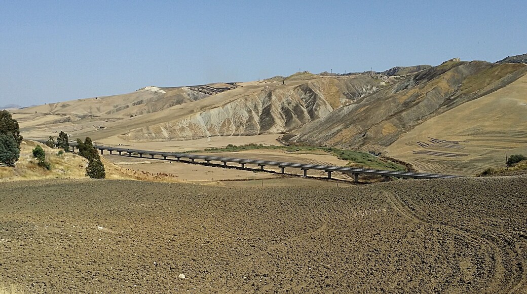 Besaro viaduct in italian national road "S.S. 626 della Valle del Salso", over the border between the provinces of Enna and Caltanissetta (Sicily).