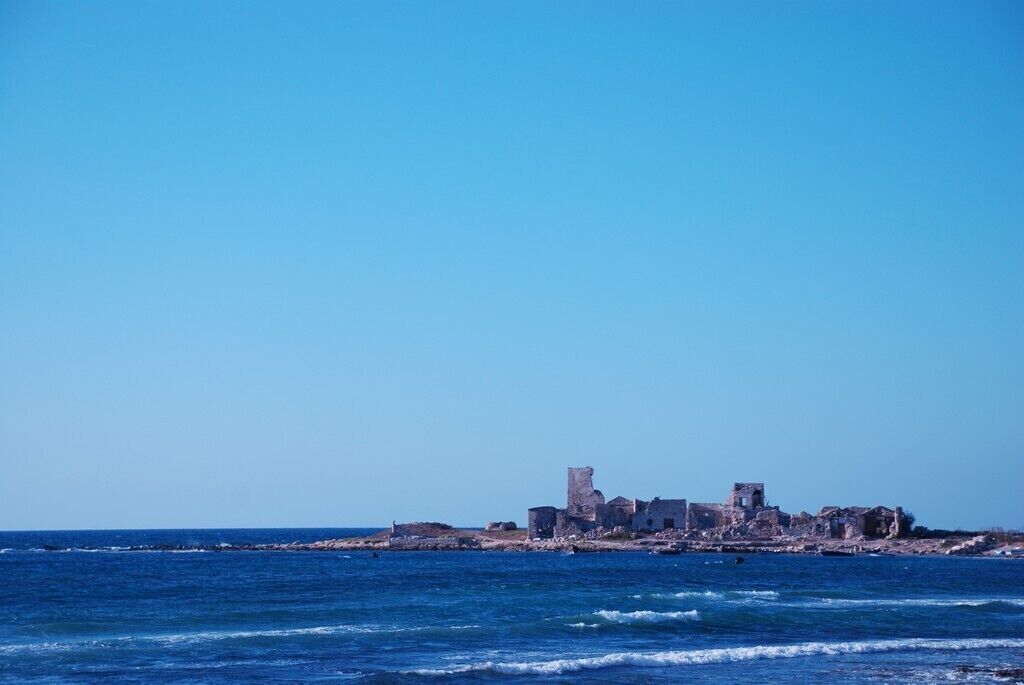 Ruins of a tuna fish factory near the sea at Trapani (Tonnara San Giuliano-Palazzo).