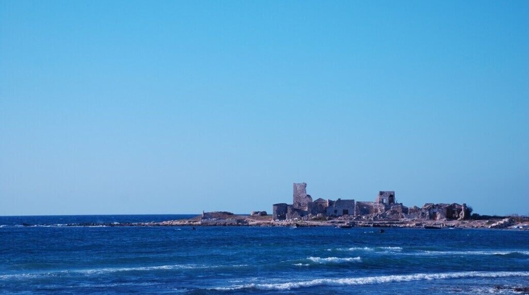Ruins of a tuna fish factory near the sea at Trapani (Tonnara San Giuliano-Palazzo).
