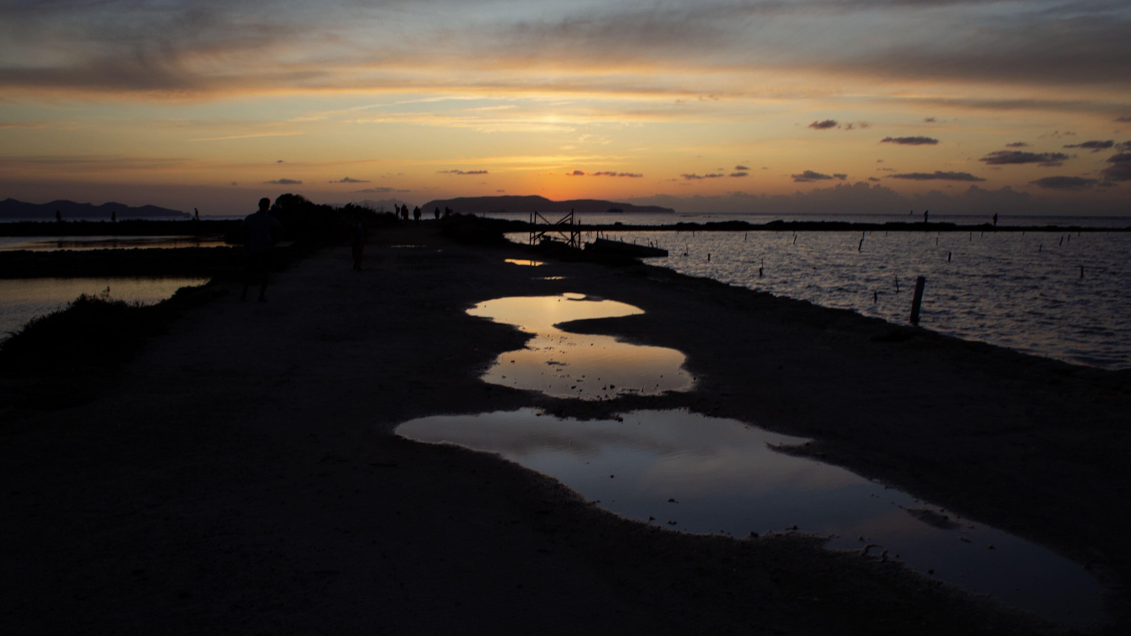views at the golden hour of the salt pans of Trapani