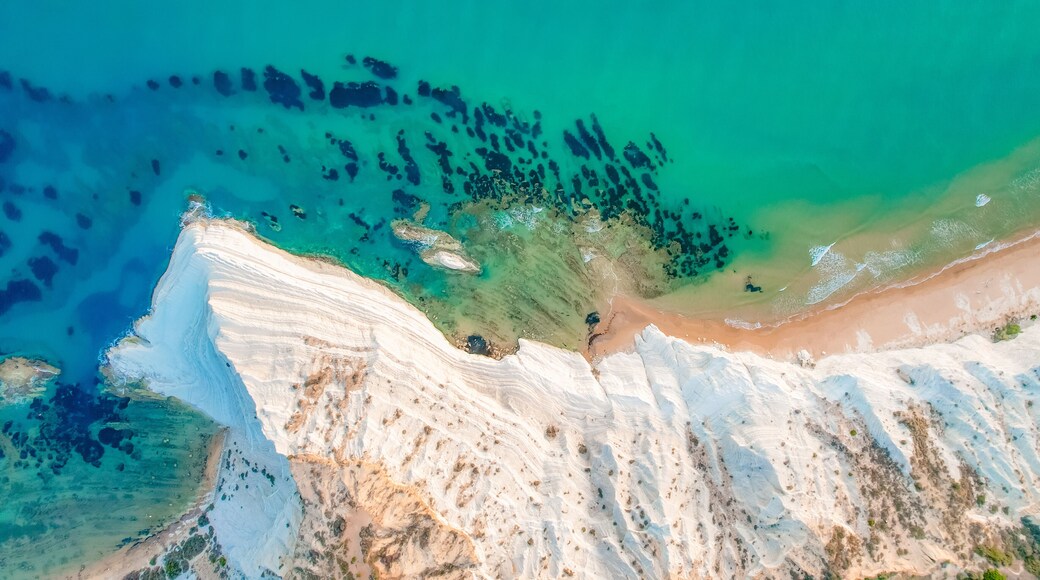 Stair of the turks, White Scala dei turchi in Agrigento, Sicily. White rocky cliff on the coast in the of Porto Empedocle