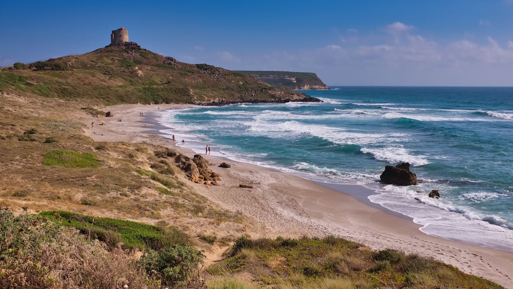Panorama of the beach of San Giovanni di Sinis Oristano Sardinia Italy