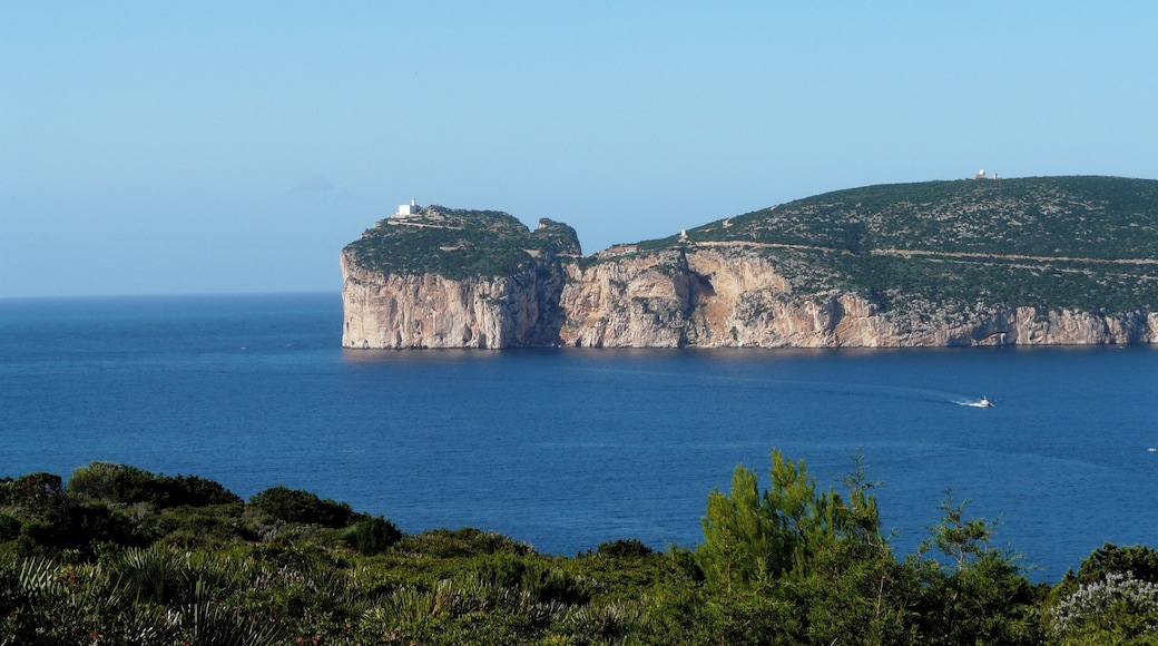Capo Caccia seen from Punta Giglio, Sardinia, Italy.