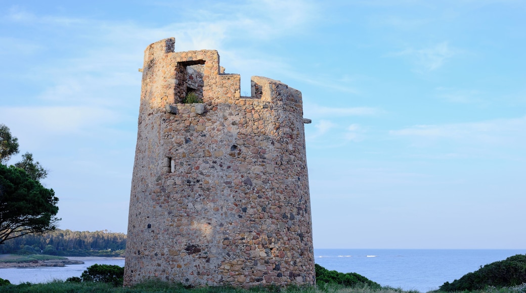 Spanish Saracen Tower near Pula, southern Sardinia, Italy.