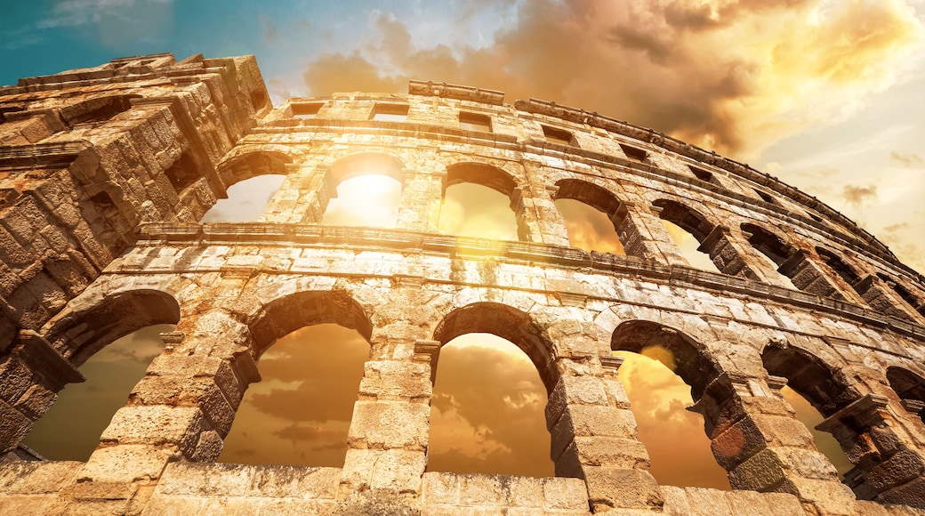 Pula amfitheater with dramatic sky
