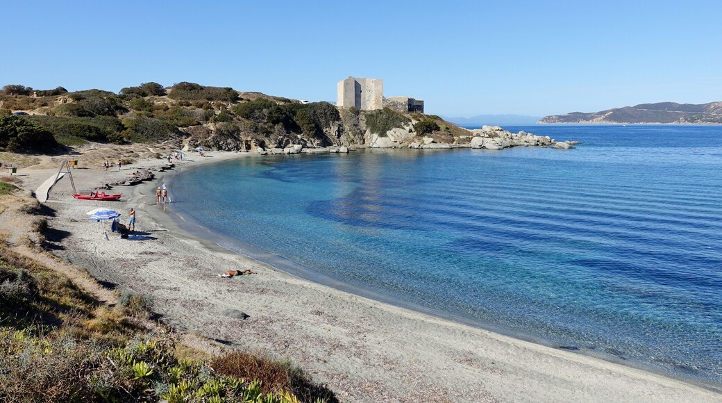 Strand an der Fortezza Vecchia, Gemeinde Villasimius, Sardinien, Italien