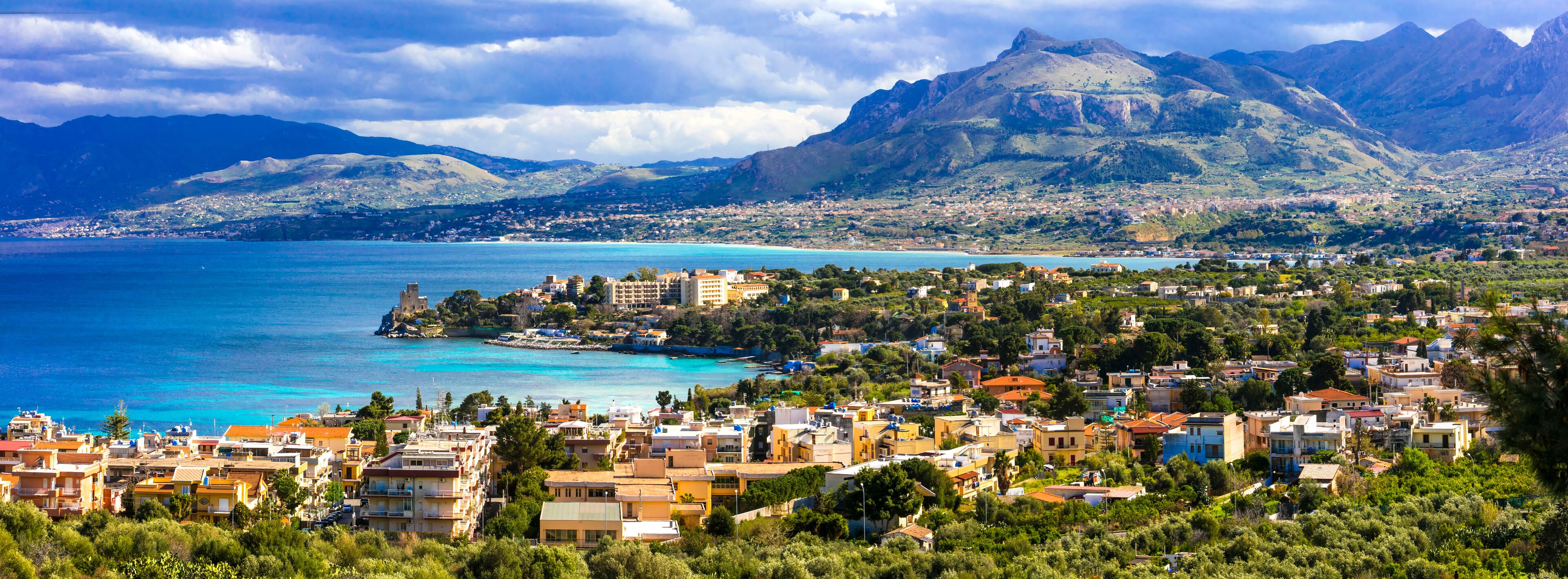 Amazing scenic Sicily - beautiful coastal town Santa Flavia. Italy