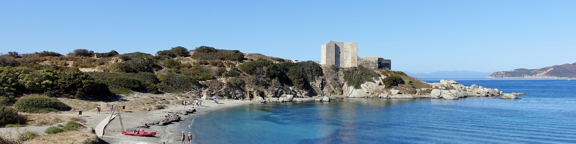 Strand an der Fortezza Vecchia, Gemeinde Villasimius, Sardinien, Italien