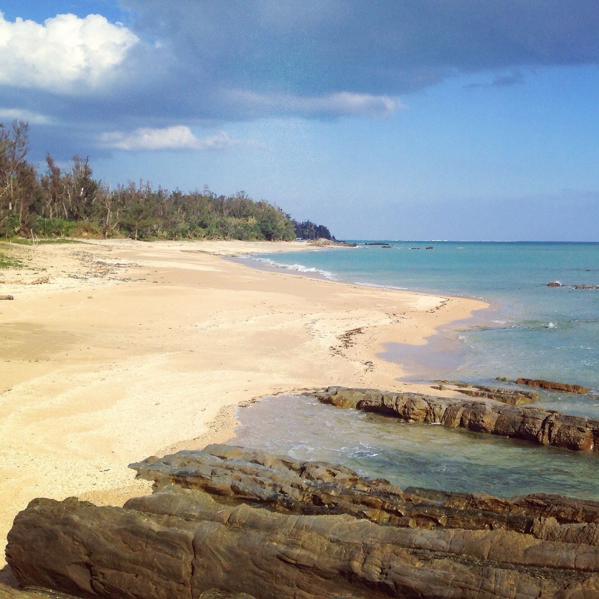 Quiet beach overlooking the Pacific Ocean. 