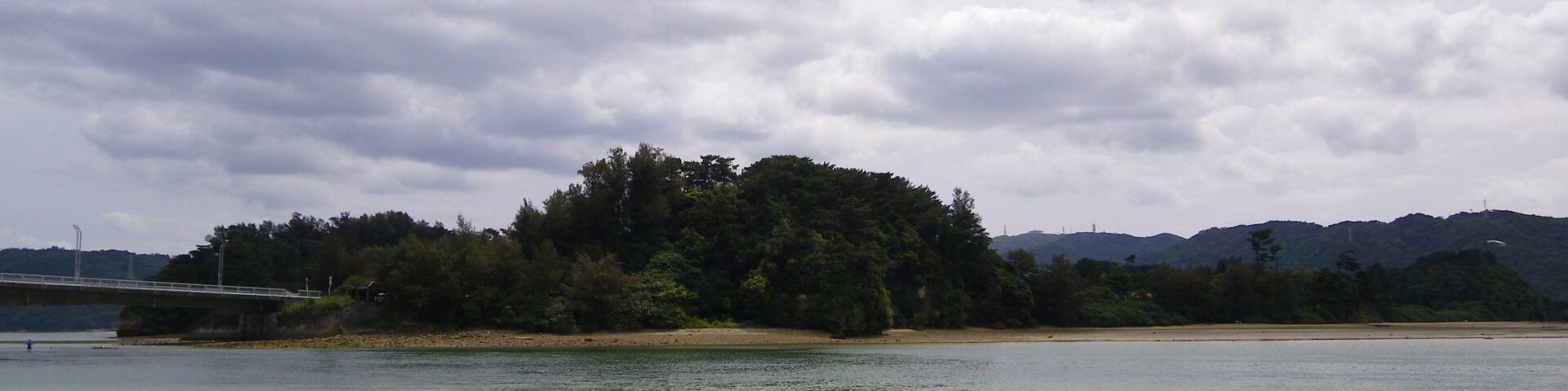 Ou Island seen from Yagaji Island, Nago City, Okinawa Prefecture, Japan
