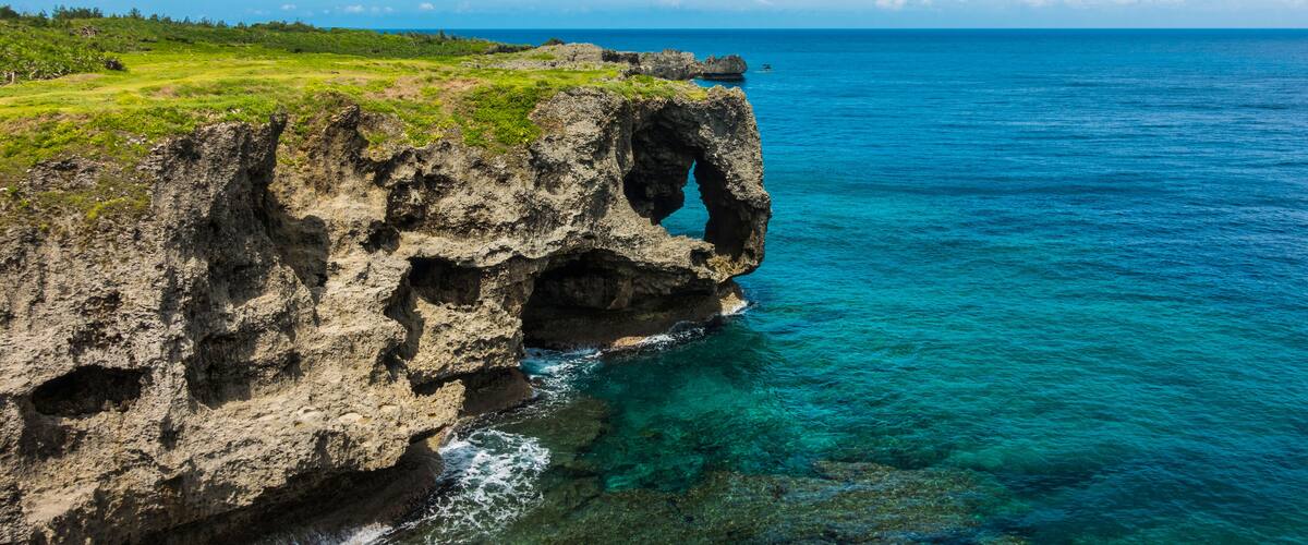 Scenery of Manzamo Cape in Okinawa, Japan, The famous place for traveling in Okinawa, Japan, copy space, Shutterstock ID 1144542752, Purchase Order: -