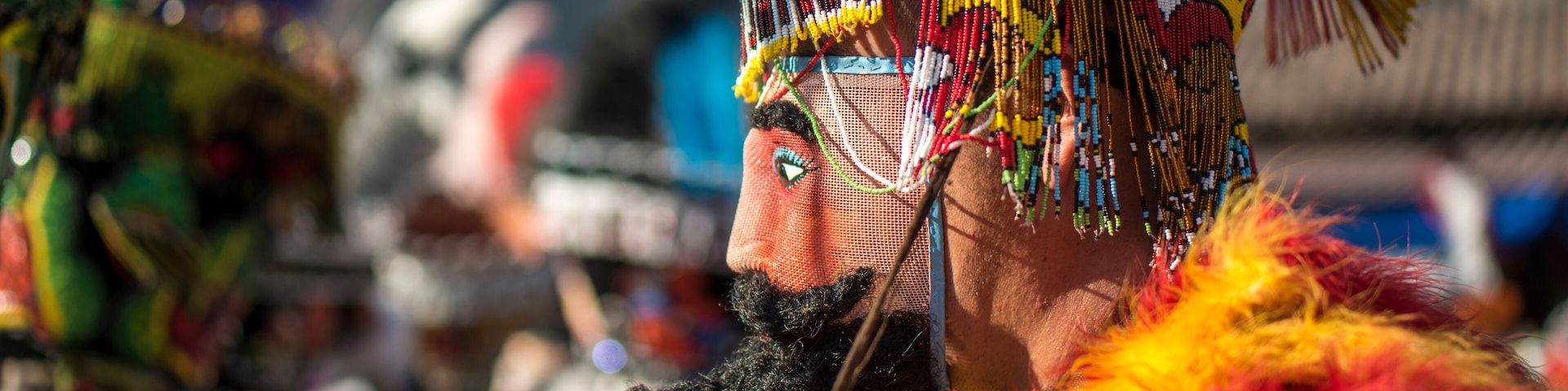 Chinelo or Chinelos are a traditional colorful costumed dancer in carnaval, is popular in the Mexican state of Morelos near Tepoztlan , State of Mexico and Mexico City, Milpa Alta and Xochimilco.
