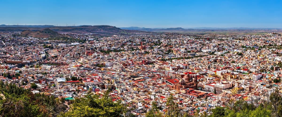 Skyline of Zacatecas old town, UNESCO word heritage site in Mexico