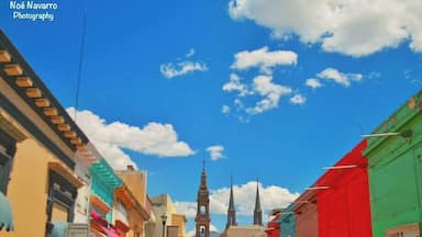 A street full of color and a beautiful blue sky
#colors #church #mexico