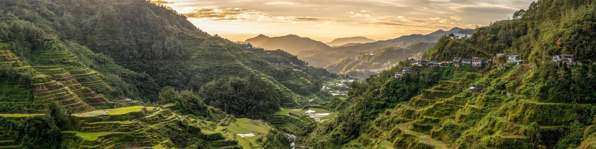 Panoramic view of the Banaue Rice Terraces valley