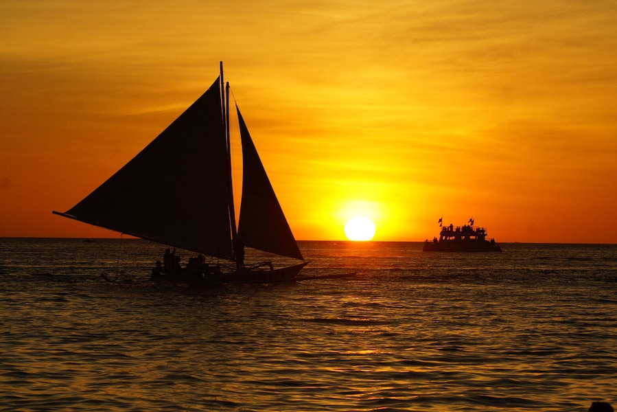 Famous Grotto in Boracay Island with stunning sunset. Perfect!!!