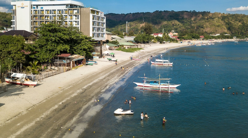Olongapo, Zambales, Philippines - Aerial of the coast and resorts along Barretto beach.