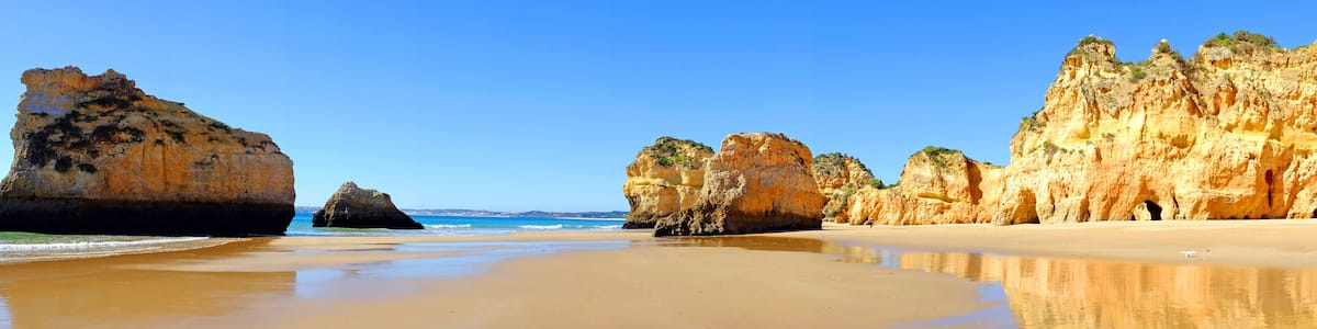 Panorama from praia Tres Irmaos in Alvor Portugal