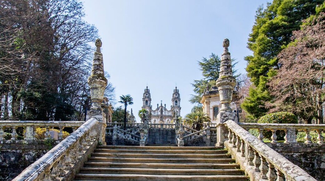 Another view up the steps from the town taken by the pilgrims.
