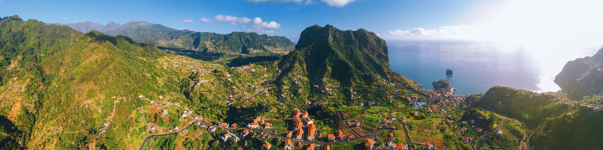 Aerial view of Porto da Cruz Madeira Portugal