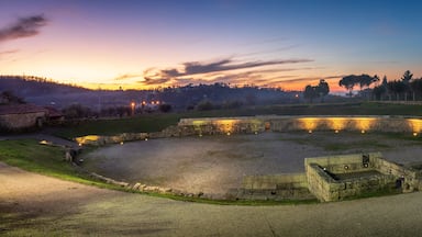 Panoramic view of the Roman Amphitheater of Bobadela, Oliveira do Hospital, Portugal, at sunset.