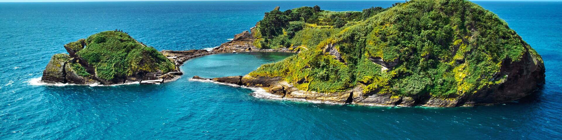 Aerial view Islet of Vila Franca do Campo. Azores Island