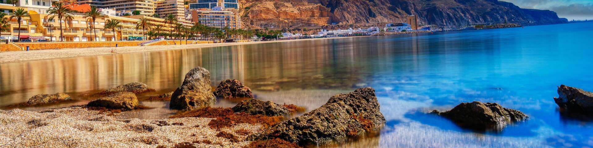 Beautiful views of the Aguadulce coast (Almeria) Composition of nature.Traveling through Spain.