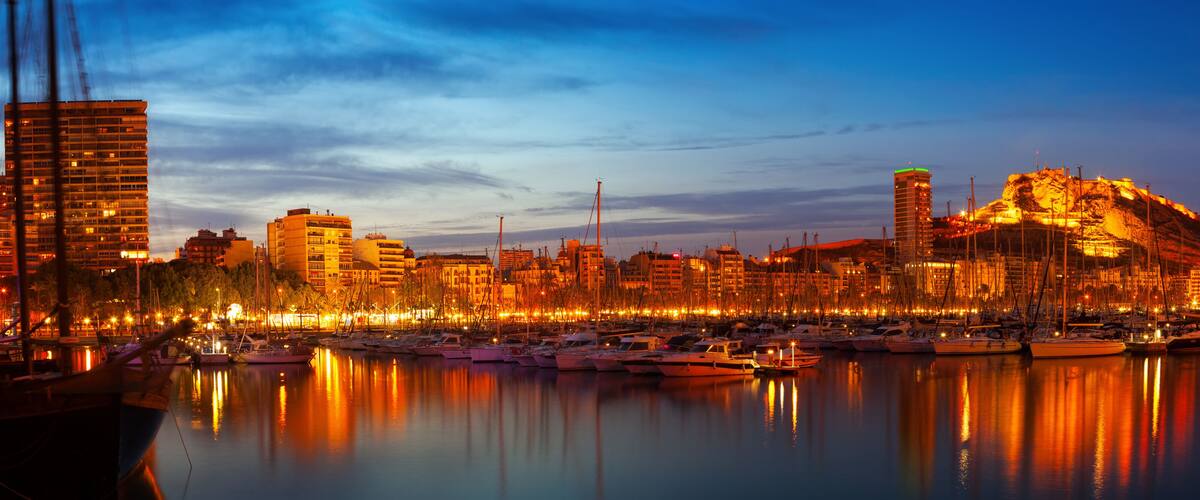 port in night. Alicante, Spain