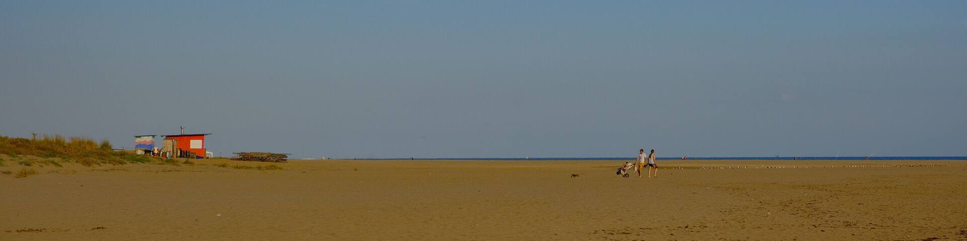 Panoramic shot of the beach in Isla Canela, Ayamonte, Andalusia, Spain