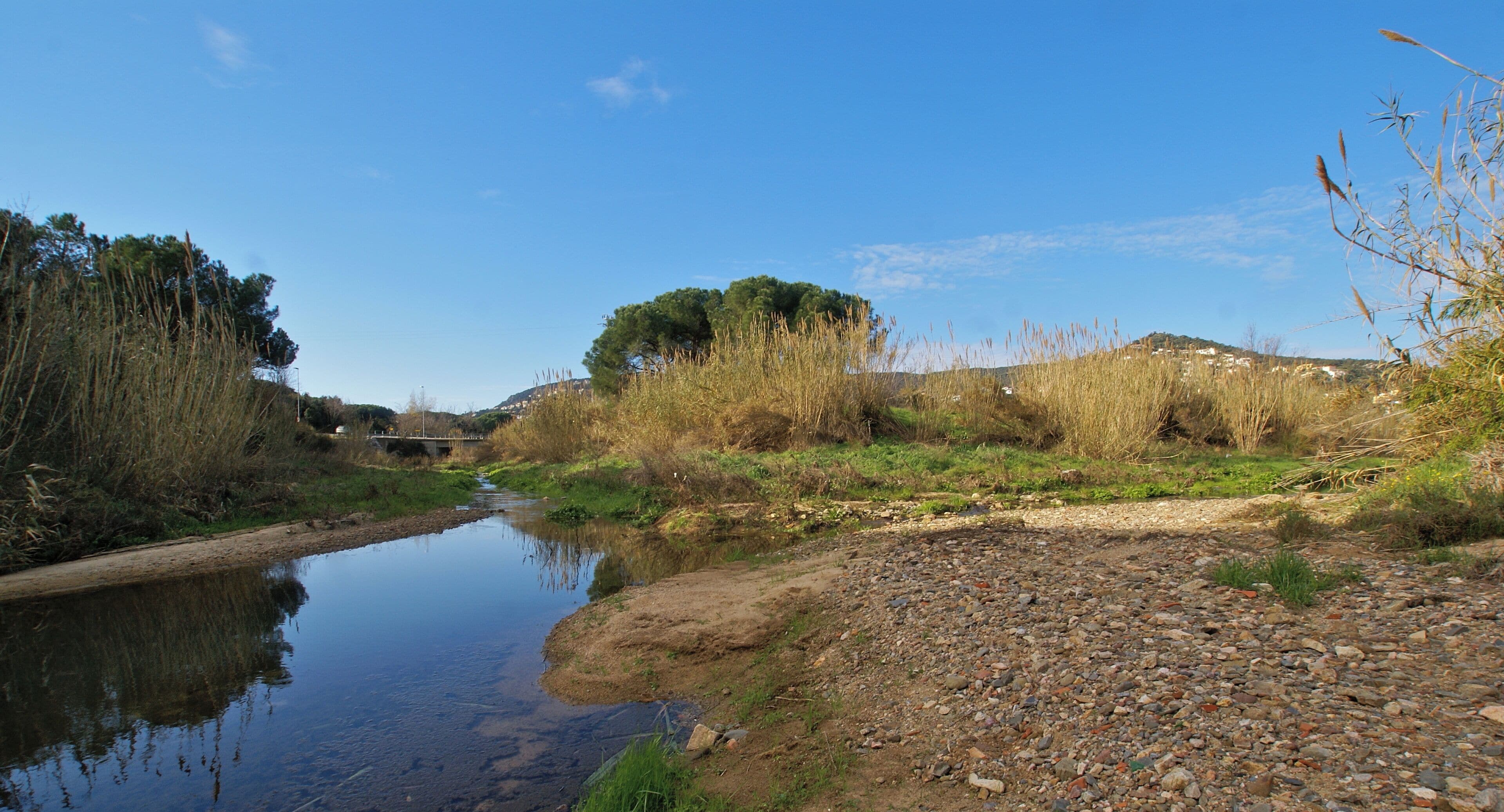 Calonge, Catalonia: Confluence of the Rifred and the Riera dels Molins into the Riera de Calonge