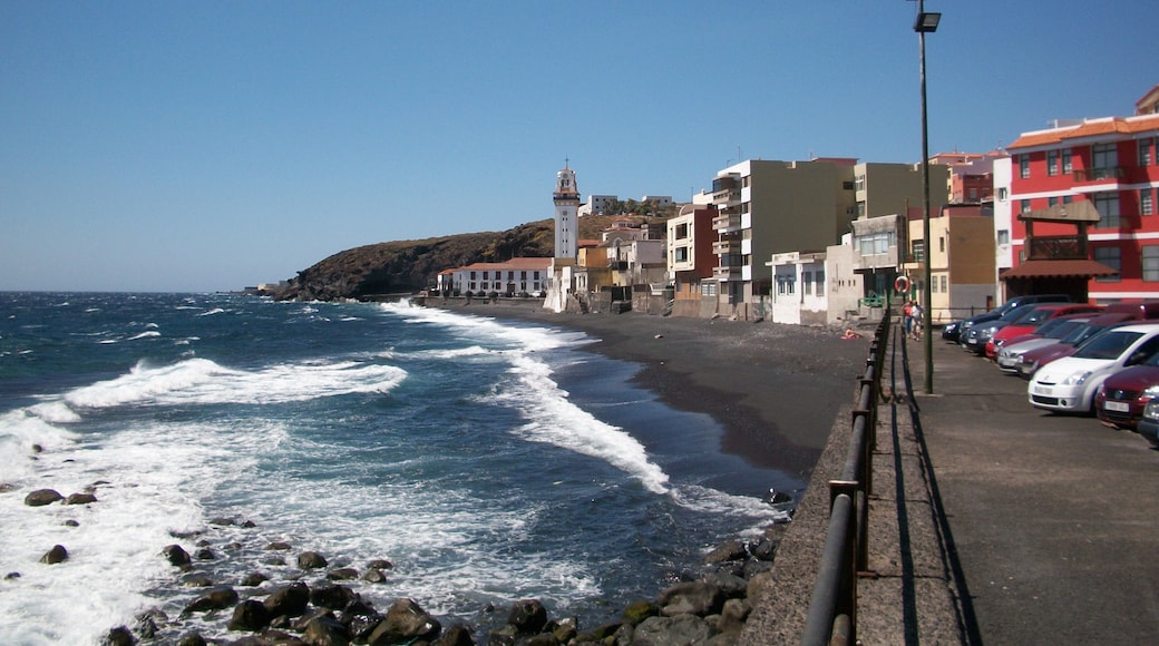 The sea front of Candelaria. In the middle of the picture you can see the tower of the cathedral.