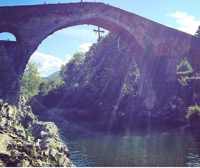 Roman bridge in Cangas de Onís. The most adventurous jump off the bridge to the river. The other ones just swim down there. 
