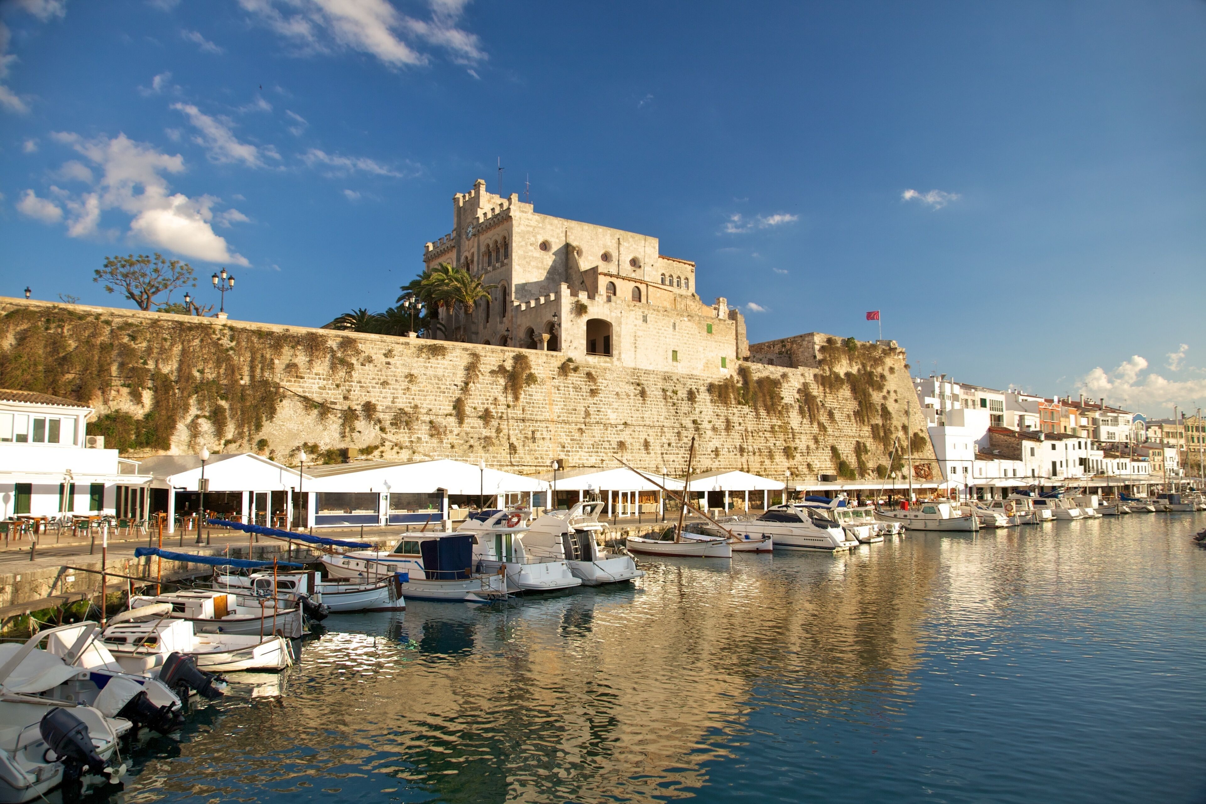 Seaport of Ciutadella city at Menorca island in Spain