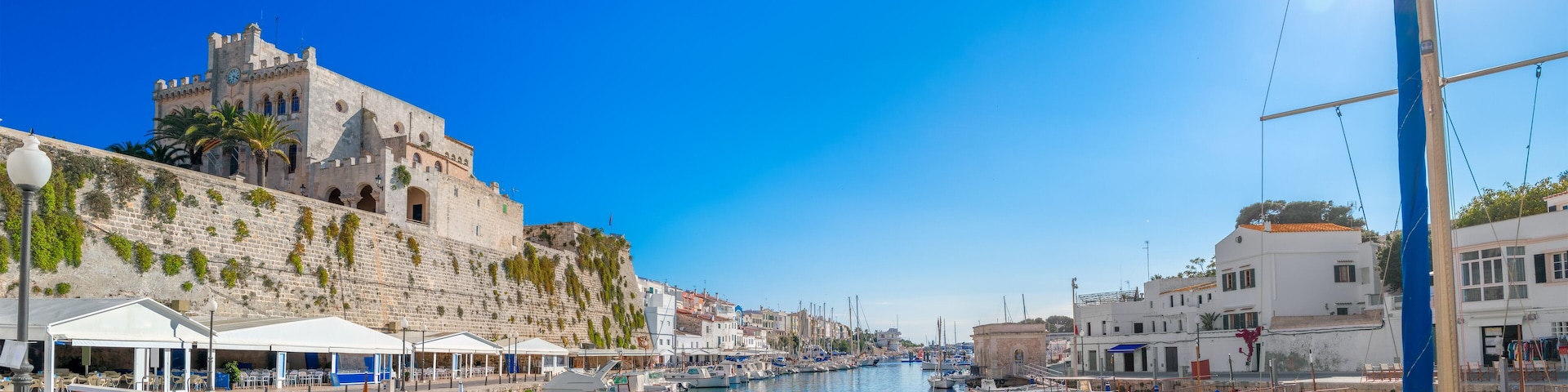 Cuitadella old town port on sunny summer day