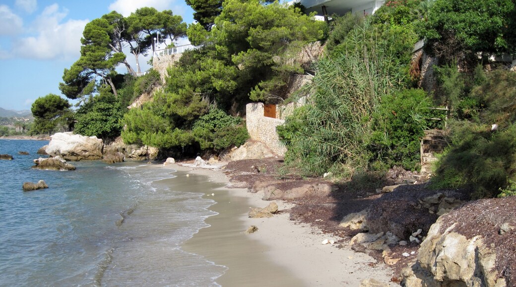 Platja des Rajolí, kleiner Strand an der Küste der Gemeinde Son Servera, Mallorca, Spanien
