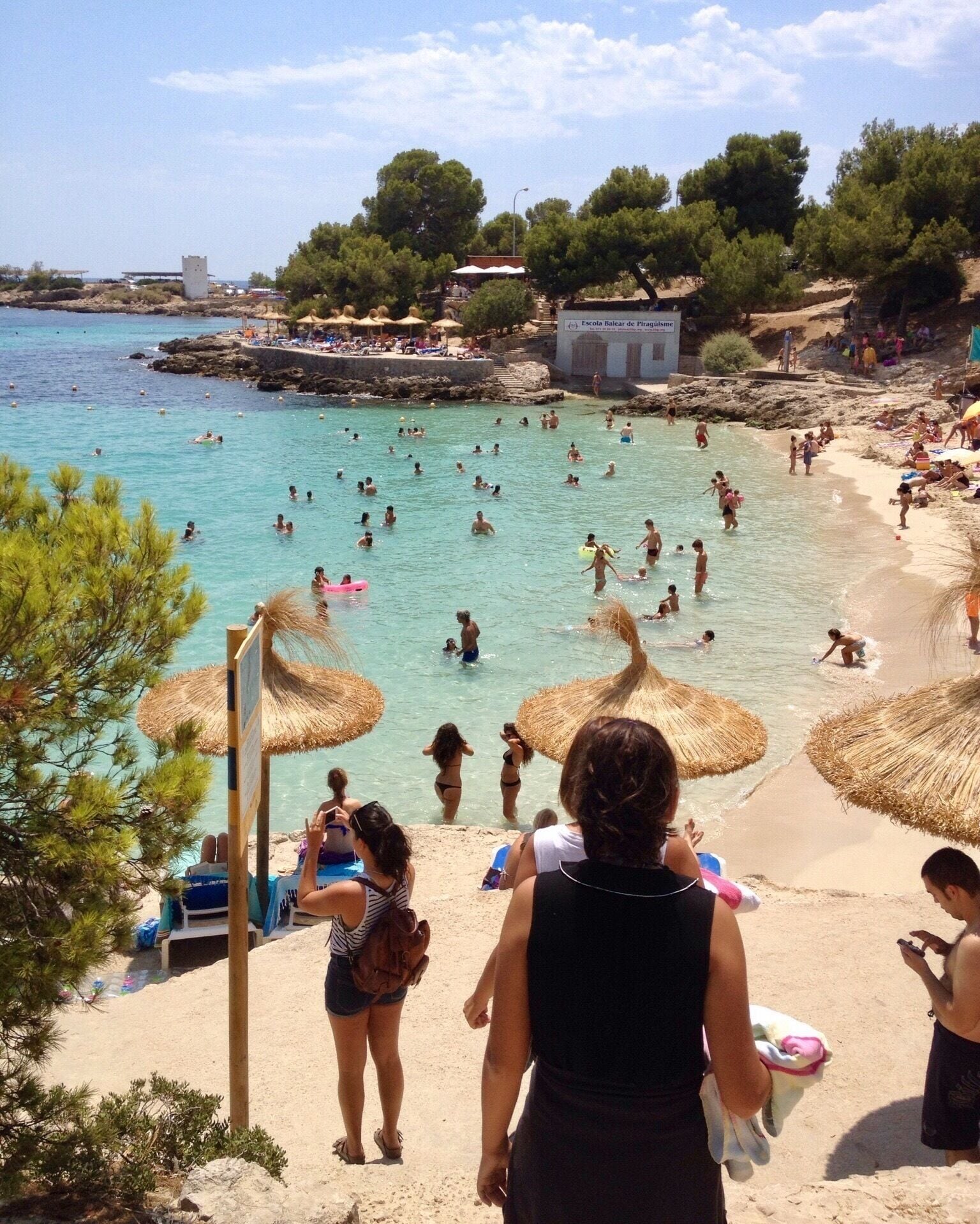 A wonderful discovery of mine when I was in Mallorca Spain. It was hidden by trees down a steep dirt path. The beach in set in an alcove screened off by rocky hillsides. The name is Cala Comtesa.
