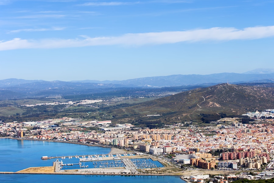 La Linea de la Concepcion town in Spain, view from above, southern Andalucia, Cadiz province.