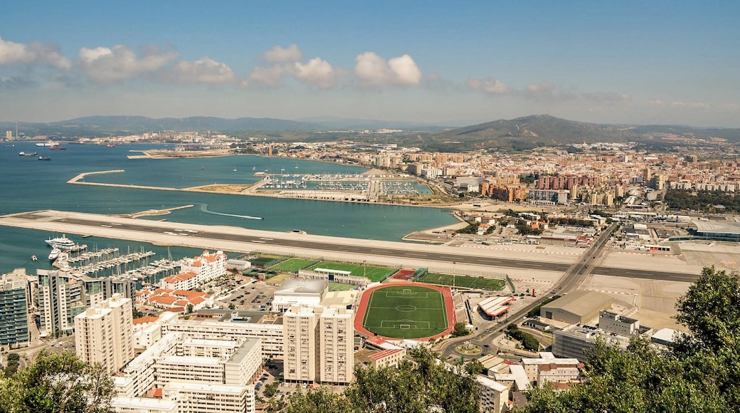 Wider view of Gibraltar and Spain including the Airport and boarder.