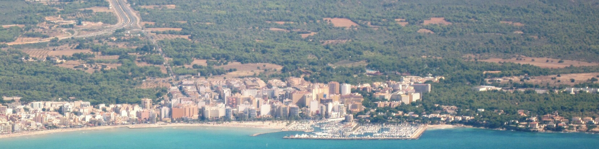 Luftbild von S’Arenal an der Platja de Palma, Mallorca, Spanien