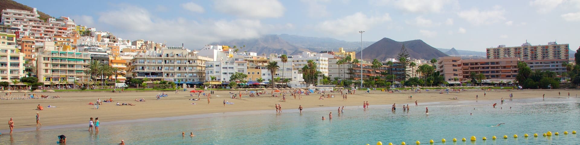 Los Cristianos showing a sandy beach, general coastal views and a coastal town