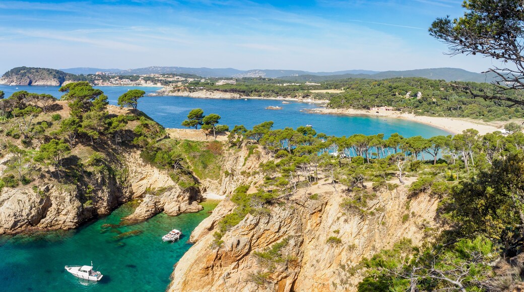 View of coast and beaches with emerald green water near Palamos, Catalonia