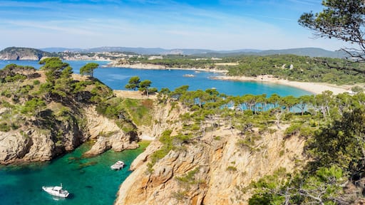 View of coast and beaches with emerald green water near Palamos, Catalonia
