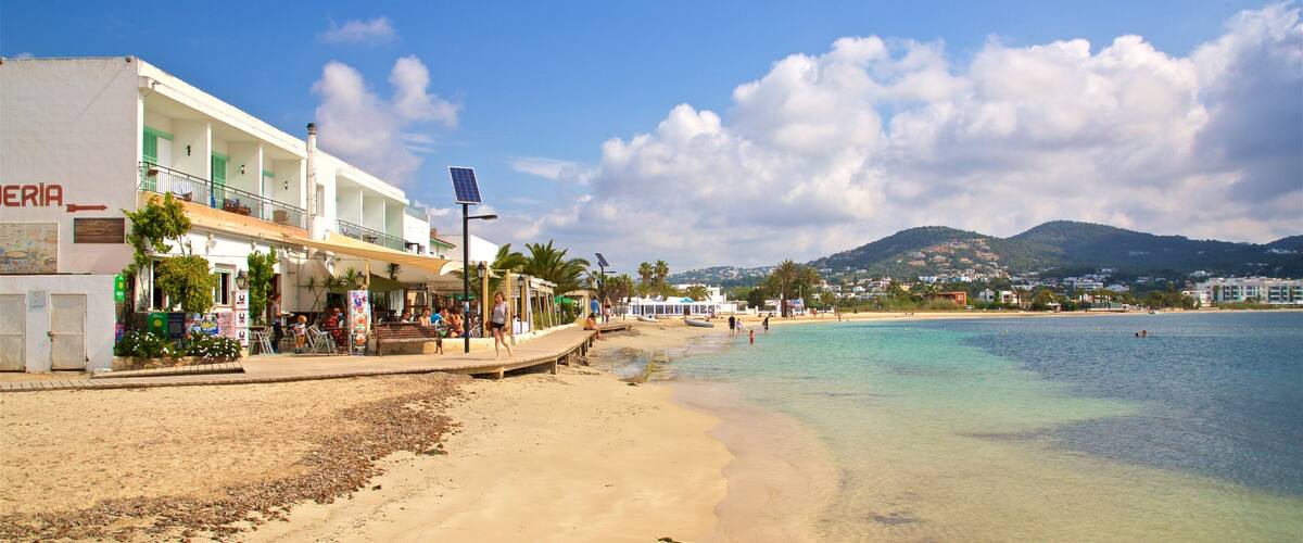 Talamanca Beach showing a coastal town, general coastal views and a sandy beach