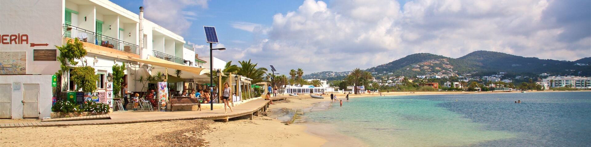 Talamanca Beach showing a coastal town, general coastal views and a sandy beach